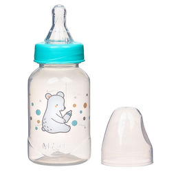 Бутылочка для кормления Медвежонок Basic, классическое горло, 150 мл., от 0 мес., цвет белый/бирюзовый
