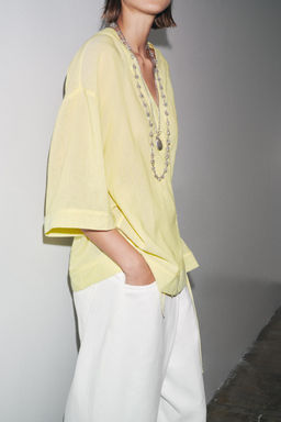 ZW COLLECTION STRIPED KIMONO WITH TIES - Zara фото 4