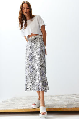 TRENDYOLMILLA Cok Renkli Leopar Desenli Viskon Kumas Midi Dokuma Etek TWOSS24ET00111  фото 2