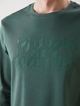 Bisiklet Yaka Uzun Kollu Bask?l? Erkek Sweatshirt