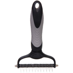 Цена за 2 шт. Расческа для удаления колтунов "ПРЕМИУМ - МОЙ БРО", прорезиненная ручка, цвет серый/черный, 18*11.6см (лейбл)