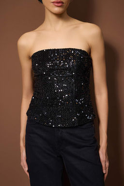 Murdum Straplez Payetli Bedene Oturan Party Bluz TPRAW26BZ00059 - Trendyolmilla фото 7