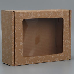 Цена за 5 шт. Коробка сборная с окном Звезды, бурый ,27х10х21 см - Дарите счастье фото 2