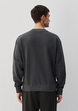 Bisiklet Yaka Antrasit Basic Sweatshirt - Mavi фото 3