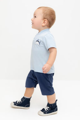 КР 6537/голубой полукомбинезон (песочник) д/мал яс