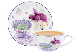 Чашка для капучино + блюдце 350 мл 14*11*6 см Лаванда NEW BONE CHINA - Elan gallery фото 9