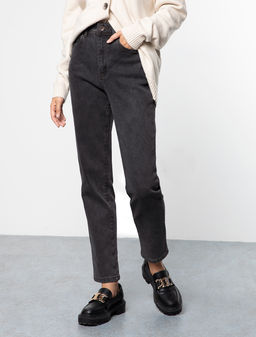 VILATTE / Джинсы mom-fit на ФЛИСЕ с эластаном