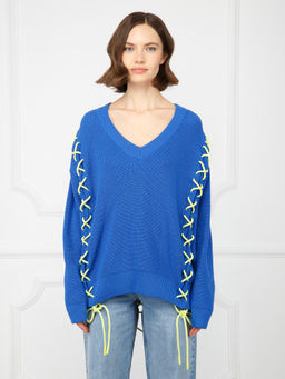 Пуловер женский ZZ-01005 l.blue/yellow