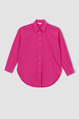 Базовая рубашка оверсайз из поплина, туника из 100% хлопка - Defacto фото 8