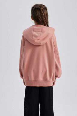 Толстая толстовка с капюшоном и принтом для девочек - Defacto фото 4