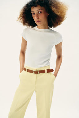 TROUSERS WITH TURN-UP CUFFS AND BELT - Zara фото 3