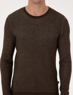 Kahverengi Slim Fit Pamuk Kar___ml_ Bisiklet Yaka Triko Kazak - Cacharel фото 6