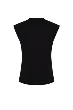 Siyah Basic Regular/Normal Kesim %100 Pamuk Kolsuz Atlet/T-Shirt TMNSS20AL0067