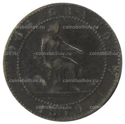 Монета 2 сентимо 1870 года Испания