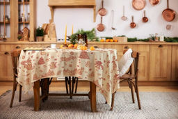 Скатерть Новогодние традиции-крем 150*180см. рогожка хлопок 100% - Лен поволжья фото 2