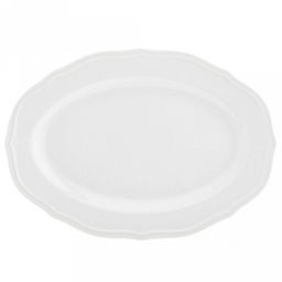 "Совершенство" Блюдо овальное фарфоровое 247х176х20мм, белый, рельефный декор, волнистый край (Китай)