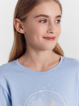 Пижама для девочек голубая с принтом пингвины - Mark formelle фото 6