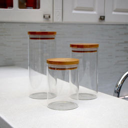 Стеклянная банка для сыпучих продуктов с крышкой BAMBU, объем: 1 л арт.004449 /Mallony/  фото 4