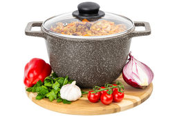 Казан 3 л ГАРМОНИЯ ВКУСА Коричневый опал С КРЫШКОЙ ф20, 28*21,5*18,5 см - Elan gallery фото 3