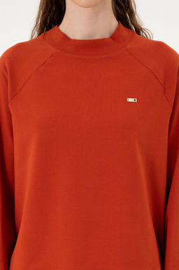 Kad_n Kiremit Regular Bisiklet Yaka Basic Sweatsh_rt