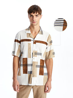 Regular Fit K?sa Kollu Desenli Erkek G?mlek