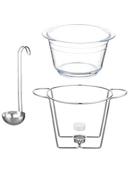 Мармит 3,8 л 34*24*27,5 см "Круглый" с половником, с крышкой из нержав. стали, на подставке, стекло