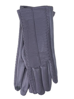 Элегантные женские перчатки из кожи и велюра, цвет шоколад - Greta фото 13