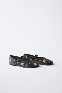 EMBROIDERED FLORAL BALLET FLATS - Zara фото 3