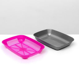 Туалет округлый с сеткой 33,5 х 25 х 6 см, маджента/серый - Simaland фото 5