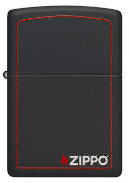 Зажигалка ZIPPO с фирменным логотипом и красной окантовкой с черным матовым покрытием | Black Matte 218ZB