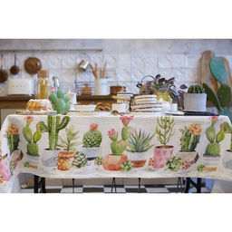 Скатерть Этель Кактусы 180х147 см, 100% хлопок, рогожка 160 гр/м2  фото 13
