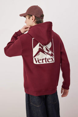 Bordo Regular/Normal Kesim S?rt Bask?l? Sweatshirt TMNAW24SW00101