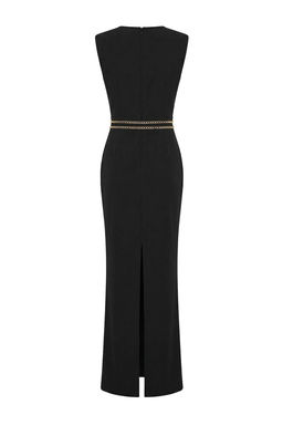 Siyah Duz Cut Out Aksesuar Detayl? Maxi Abiye & Mezuniyet Elbise TPRSS26AE00021 - Trendyolmilla фото 7