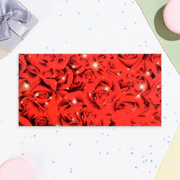 Цена за 10 шт. Конверт для денег Поздравляю! глиттер, красные розы, 17х8,5 см - Simaland фото 3