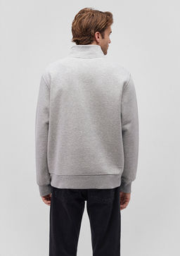 Yar? Fermuarl? Gri Basic Sweatshirt - Mavi фото 4