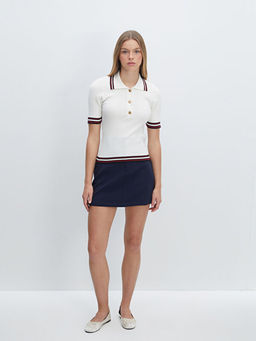 Polo Yaka Dokulu Kad?n Triko Kazak