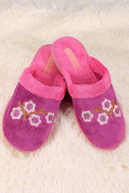 Тапочки домашние розовые с цветами