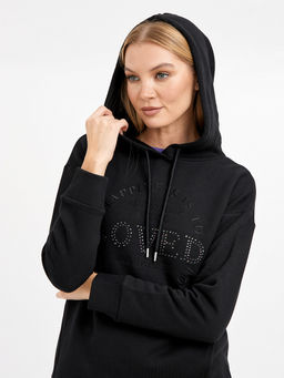 джемпер женский из хлопка с капюшоном и стразами - Glenfield фото 6