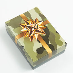 Цена за 5 шт. Коробка подарочная, крышка - дно, сборная Камуфляж с бантом, 21?15?7 см