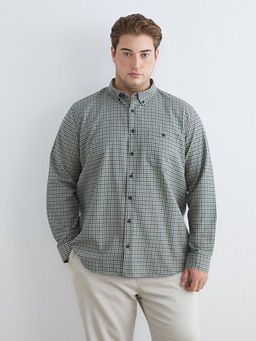 B?y?k Beden Regular Fit Uzun Kollu Ekose Erkek G?mlek