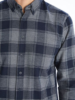 Regular Fit Uzun Kollu Ekose Gabardin Erkek G?mlek