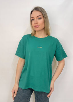 K13447 Футболка OVER SIZE (плотный хлопок) ЗЕЛЕНЫЙ