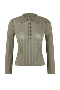 Wardrobe Essentials Kiremit Fitilli Polo Yaka Ince Triko Kazak TWOSS26KZ00004 - Trendyolmilla фото 11