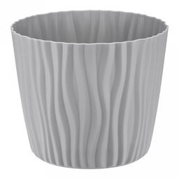 Кашпо для цветов пластмассовое "Волна" 2л, д16см, h13,5см, с вкладышем, серый (Россия)