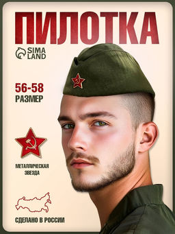 Пилотка военного, размер 56 - 58 см