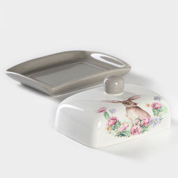 Маслёнка Доляна «Зайка», 17×12×8.5 см, доломит, белая