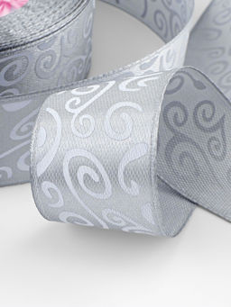 Цена за 2 шт. Лента атласная Узоры, 25 мм, 231 м, тёмно-серая №059