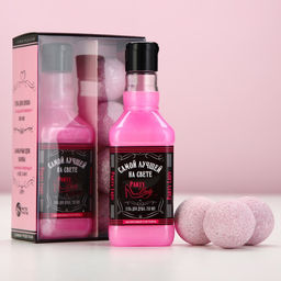 Подарочный набор косметики Party Lady, гель для душа виски 250 мл и бомбочки для ванны 4×40 г, Чистое счастье