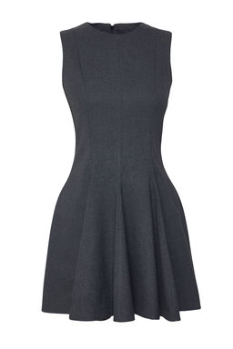 TRENDYOLMILLA Lacivert Cizgili Etegi Belden Ac?lan Bisiklet Yaka Mini Poliviskon Dokuma Elbise TWOAW25EL00244  фото 12