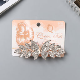 Цена за 2 шт. Заколка - автомат для волос «Айрис», бабочка, 9 см, золото